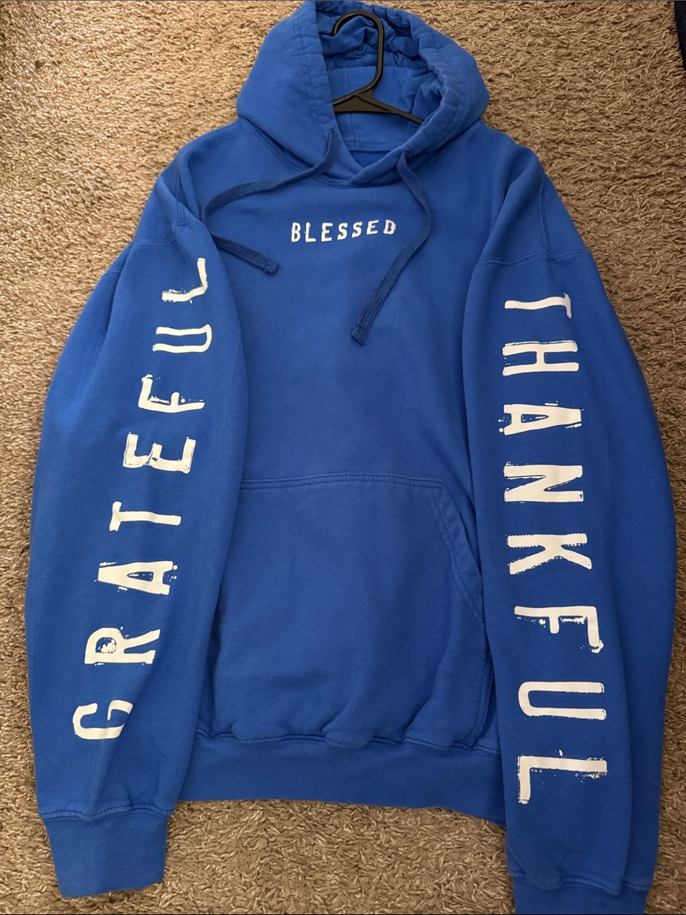 Blessed Grateful Thankful Blue Crewneck Hoodie Sweater